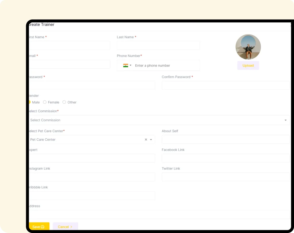 interface of furzoy software which shows Add or Modify Trainer List